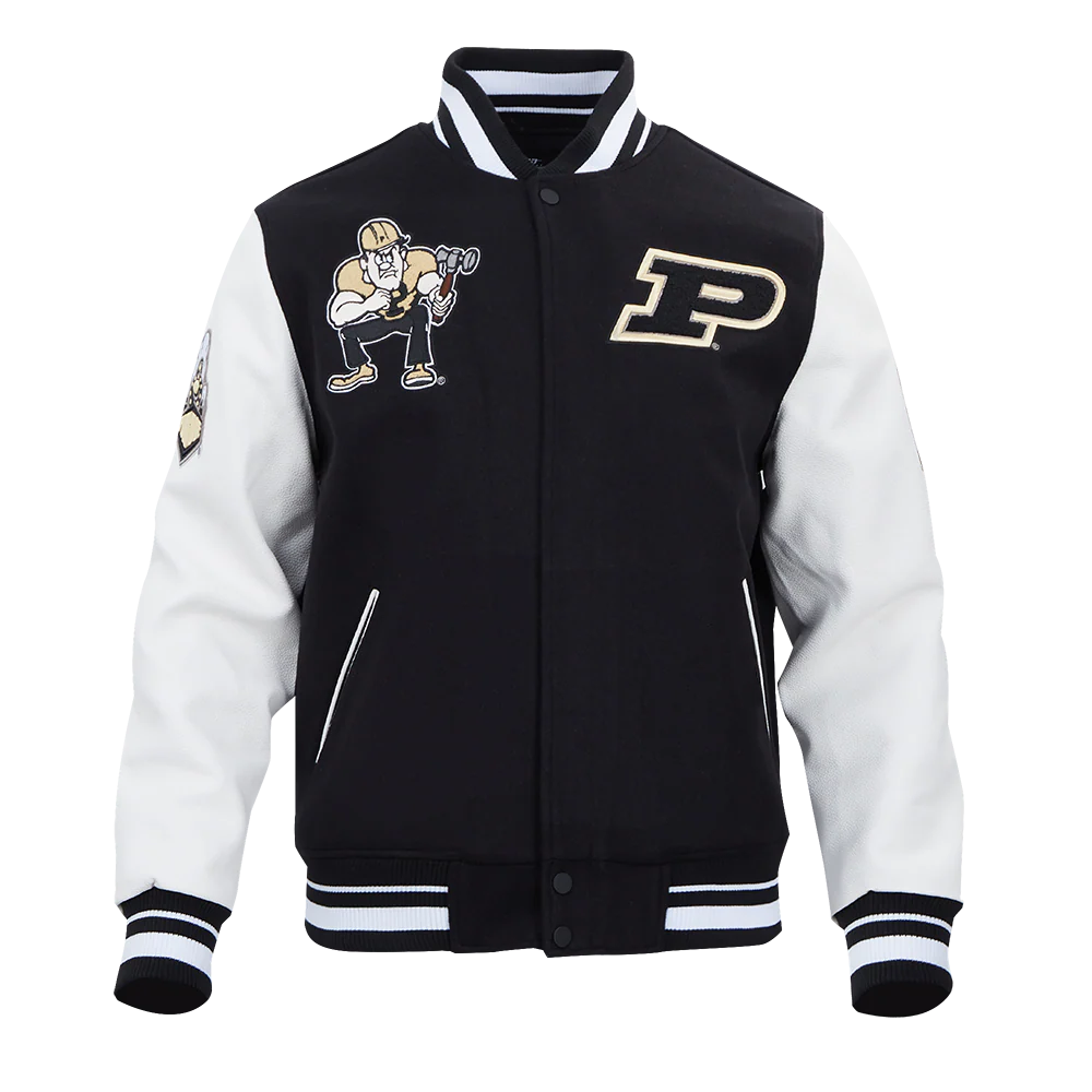 PURDUE UNIVERSITY CLASSIC RIB WOOL VARSITY JACKET