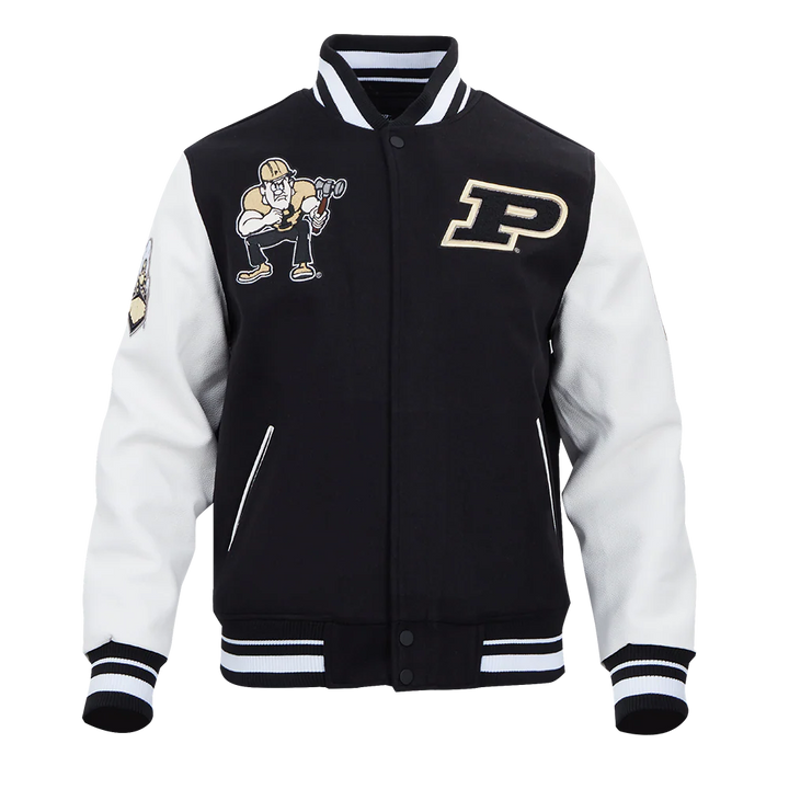PURDUE UNIVERSITY CLASSIC RIB WOOL VARSITY JACKET