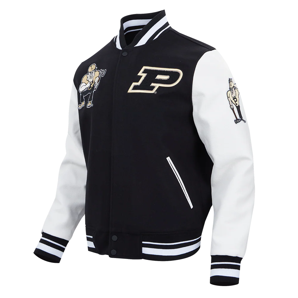 PURDUE UNIVERSITY CLASSIC RIB WOOL VARSITY JACKET