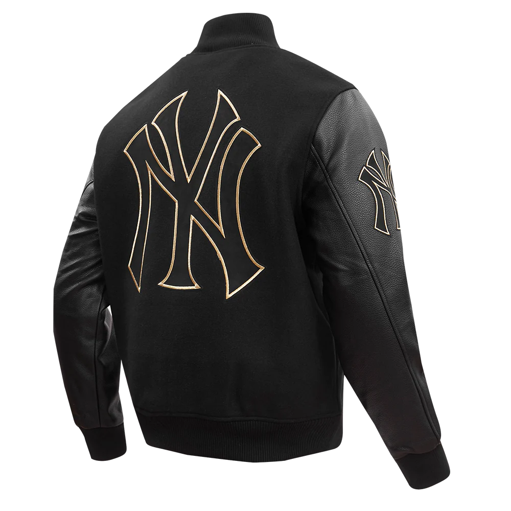 MLB NEW YORK YANKEES BLACK & GOLD MEN'S WOOL VARSITY JACKET