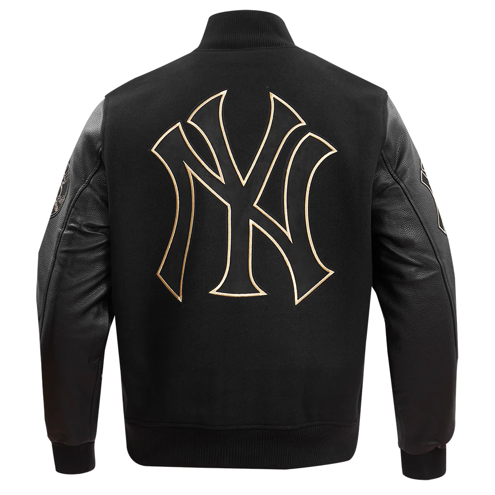 MLB NEW YORK YANKEES BLACK & GOLD MEN'S WOOL VARSITY JACKET