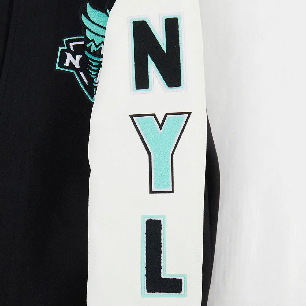 WNBA NEW YORK LIBERTY CLASSIC CHENILLE MEN'S WOOL VARSITY JACKET