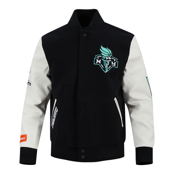 WNBA NEW YORK LIBERTY CLASSIC CHENILLE MEN'S WOOL VARSITY JACKET