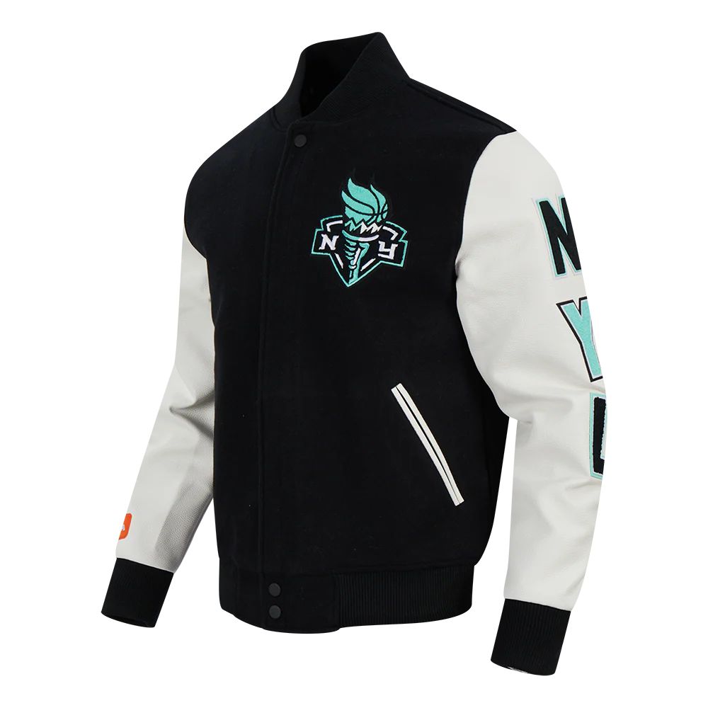 WNBA NEW YORK LIBERTY CLASSIC CHENILLE MEN'S WOOL VARSITY JACKET