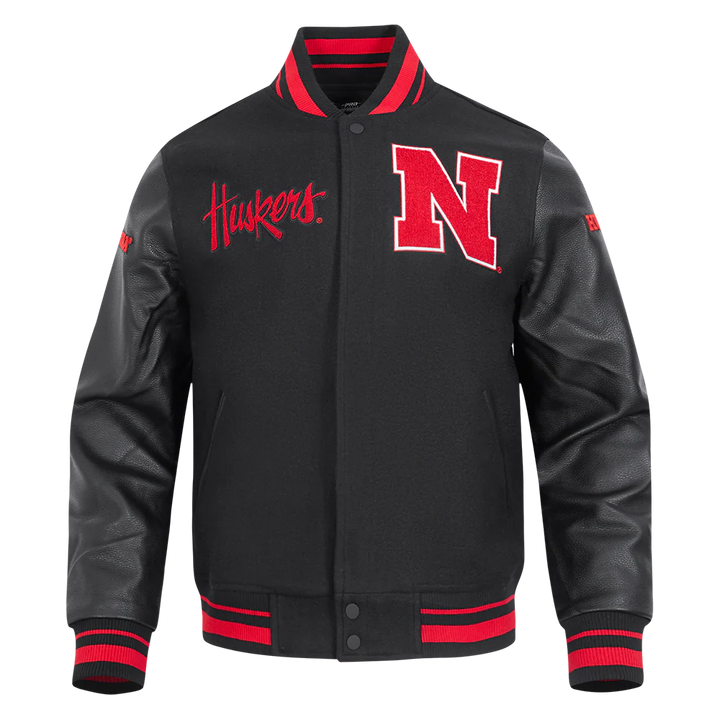 UNIVERSITY OF NEBRASKA CLASSIC RIB WOOL VARSITY JACKET