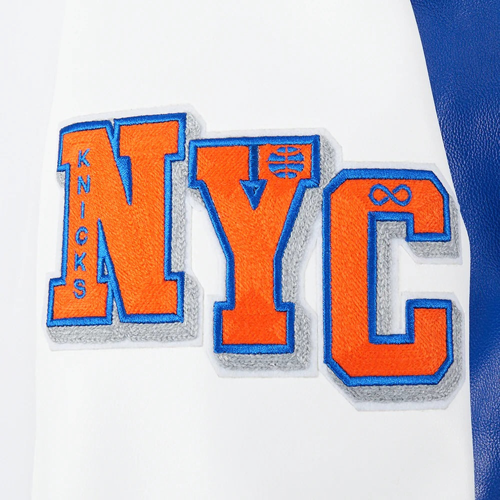 NBA NEW YORK KNICKS CITY SIGNATURE MEN'S LEATHER VARSITY JACKET
