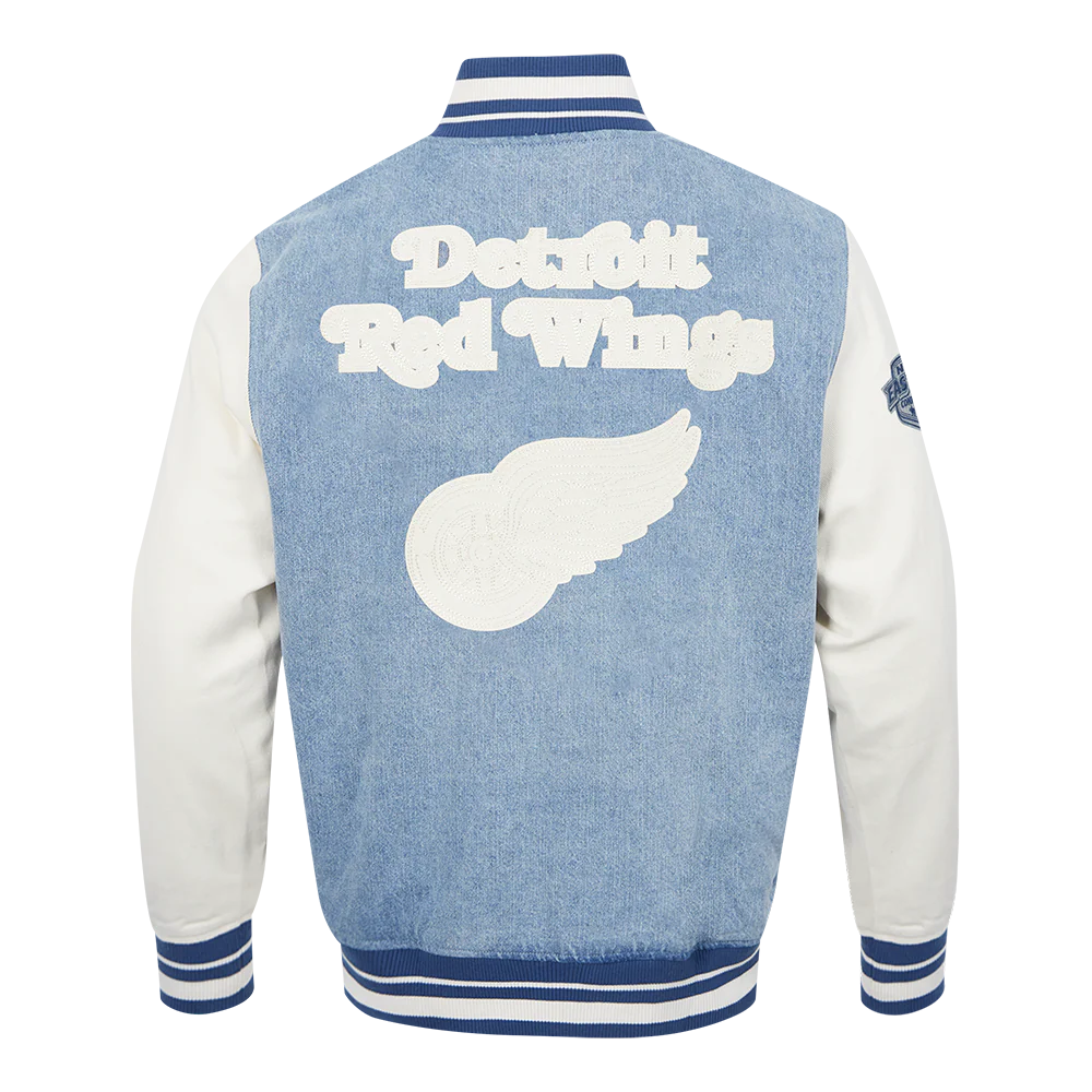 NHL DETROIT RED WINGS VARSITY BLUES MEN'S DENIM VARSITY JACKET